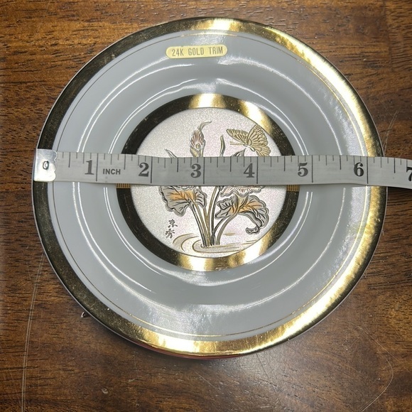 Chokin Plate fine porcelain 24K gold edge gold and silver artistry comes in box - Picture 10 of 10